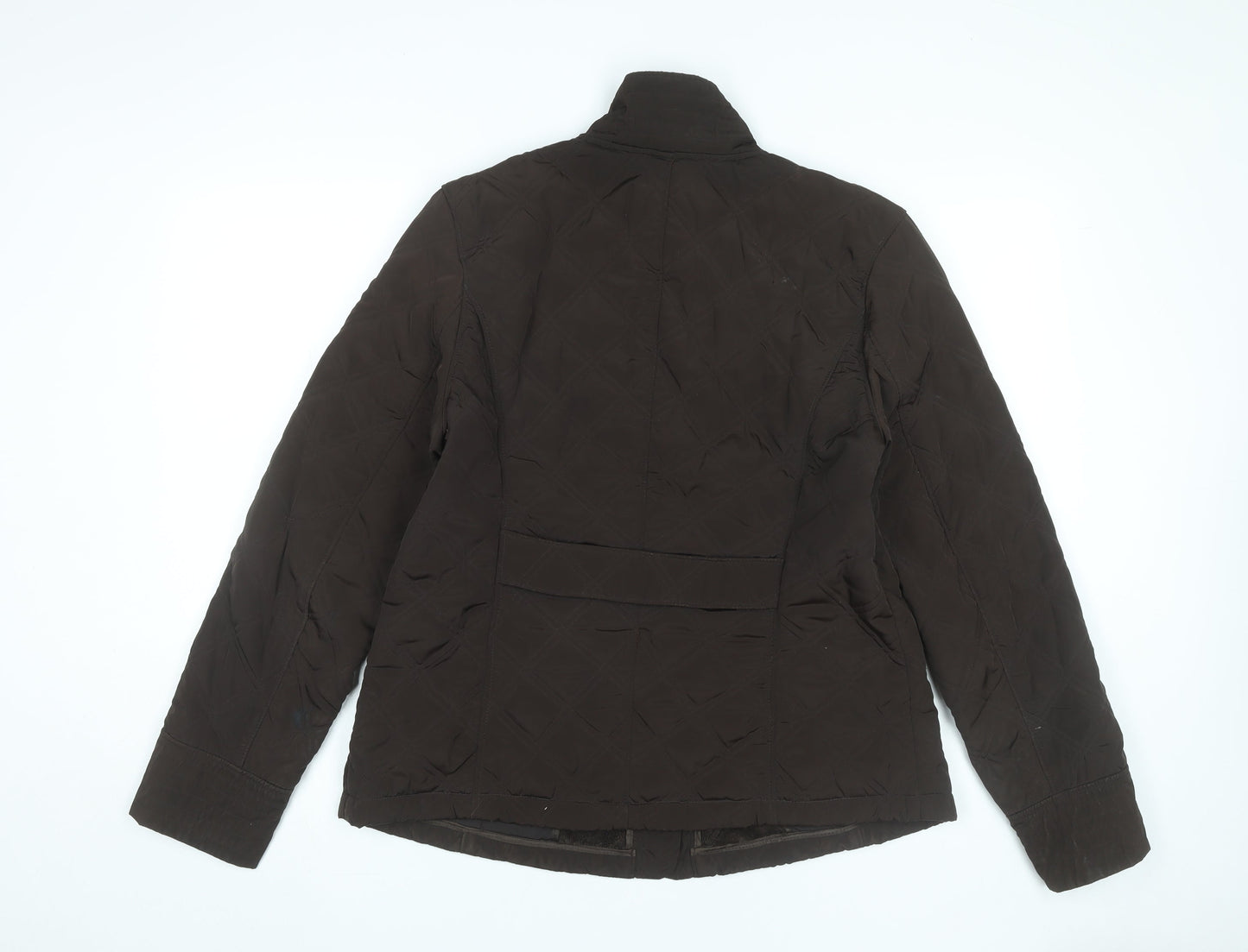 Talbots Women Brown Quilted Jacket Size L Mid-Length Casual