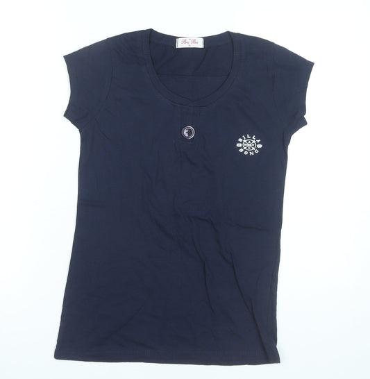 Bee Bee Womens Blue XL Scoop Neck Short Sleeve Cotton T-Shirt