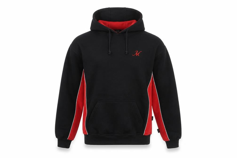 Falcon Men's Black Red Pullover Hoodie M Logo Fleece Sweatshirt