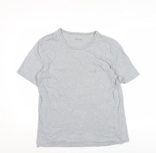 BOSS Men's Grey Cotton Crew Neck Short Sleeve T-Shirt Size L