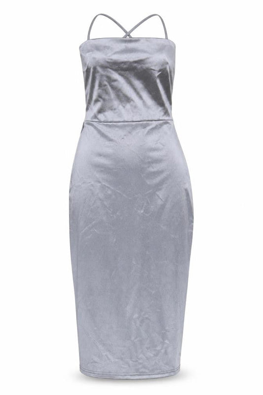 Forever 21 Women’s Grey Bodycon Midi Party Dress Size S Halter