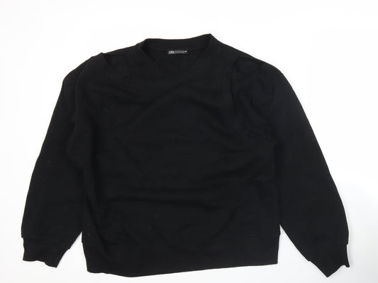 Zara Women Black Small Pullover Sweatshirt Long Sleeve Casual