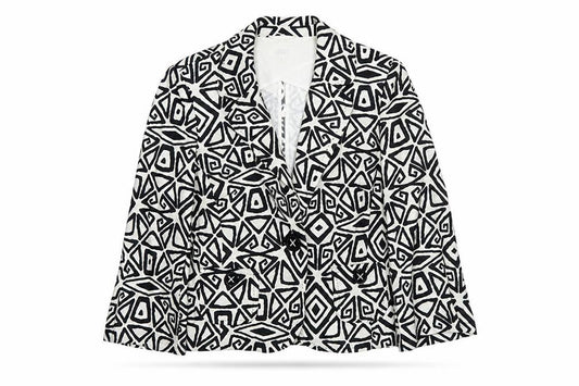 Marks & Spencer Women Black Geometric Linen Blend Blazer Size 12