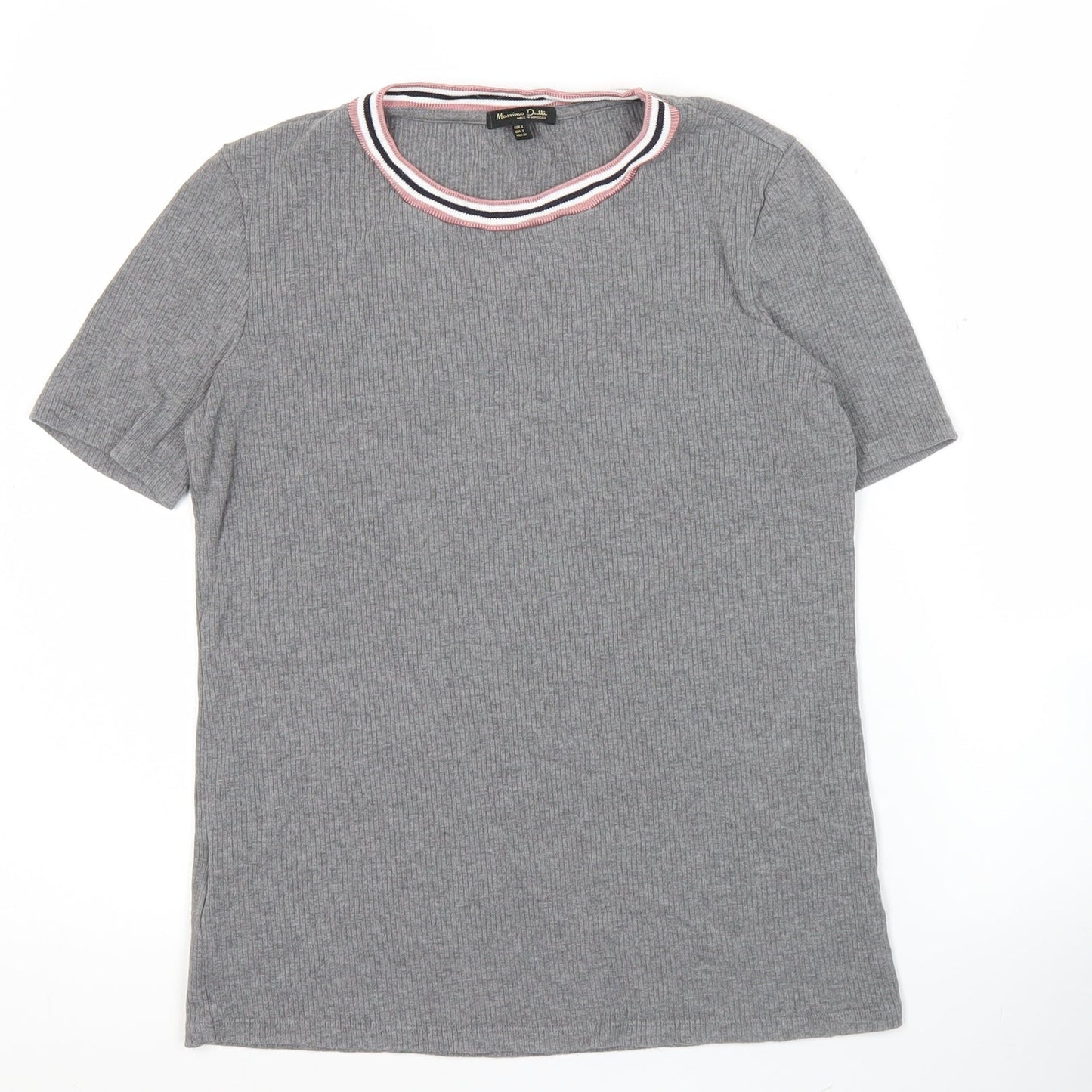 Massimo Dutti Women’s Grey Ringer T-Shirt Short Sleeve Size S