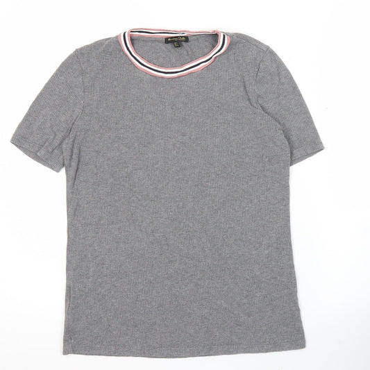 Massimo Dutti Women’s Grey Ringer T-Shirt Short Sleeve Size S