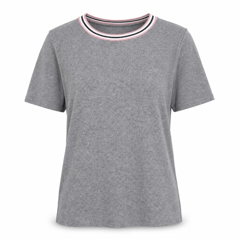Massimo Dutti Women’s Grey Ringer T-Shirt Short Sleeve Size S