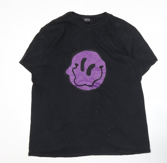 boohooMAN Men's Black L Graphic Print Music T-Shirt