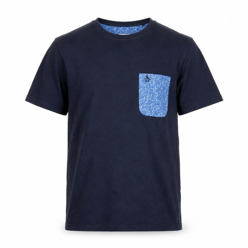Original Penguin Men's Blue Small Crew Neck Pocket T-Shirt