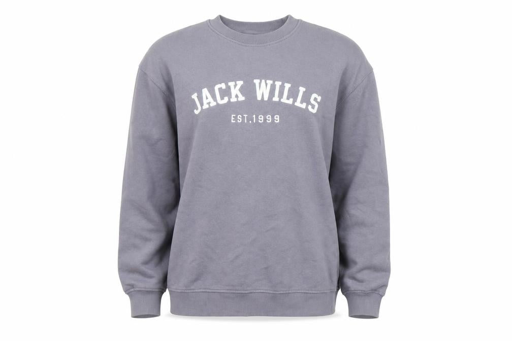 Jack Wills Womens Grey Logo Sweatshirt UK 10 Pullover Long Sleeve