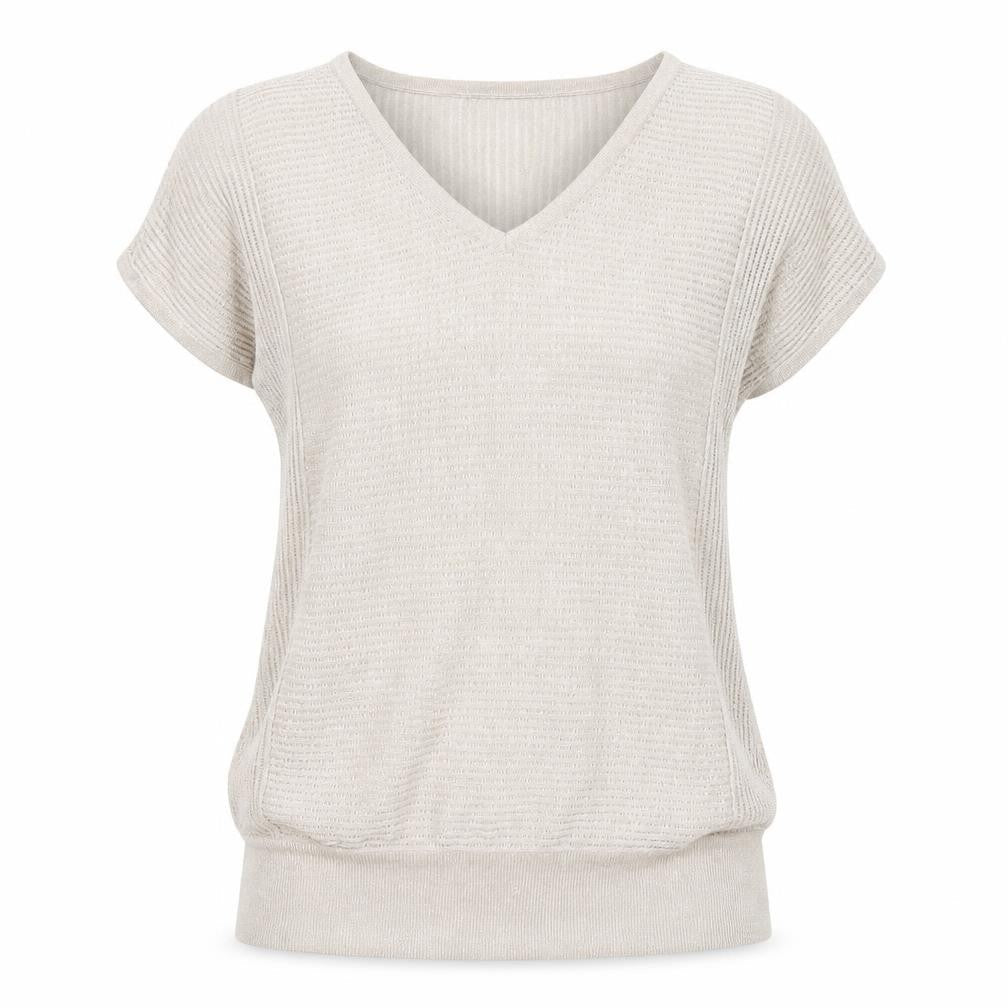 Wallis Women’s Beige Glitter V-Neck Knit Blouse Size S