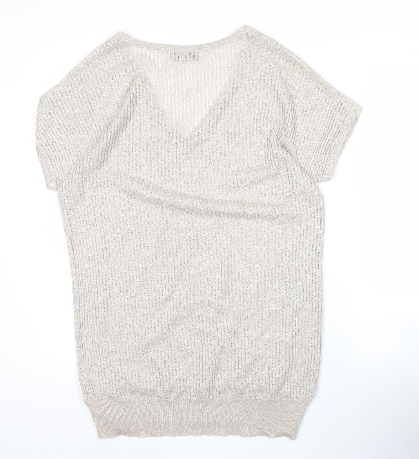 Wallis Women’s Beige Glitter V-Neck Knit Blouse Size S