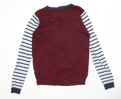 Close-up detail of Linea Weekend women’s multicoloured striped jumper, size M