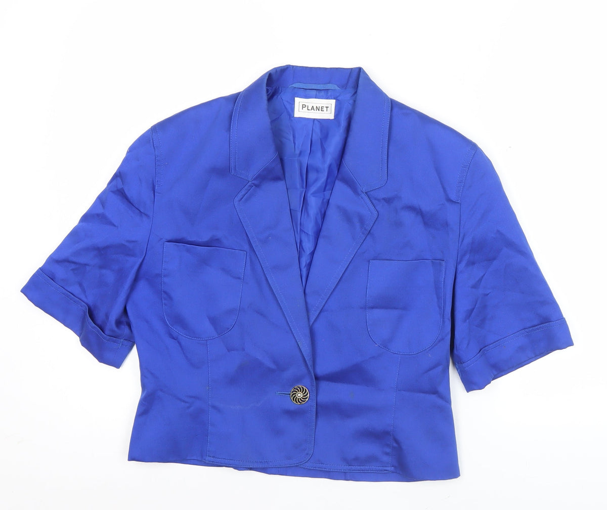 Planet Women Blue Size 10 Cropped Cotton Blazer Jacket