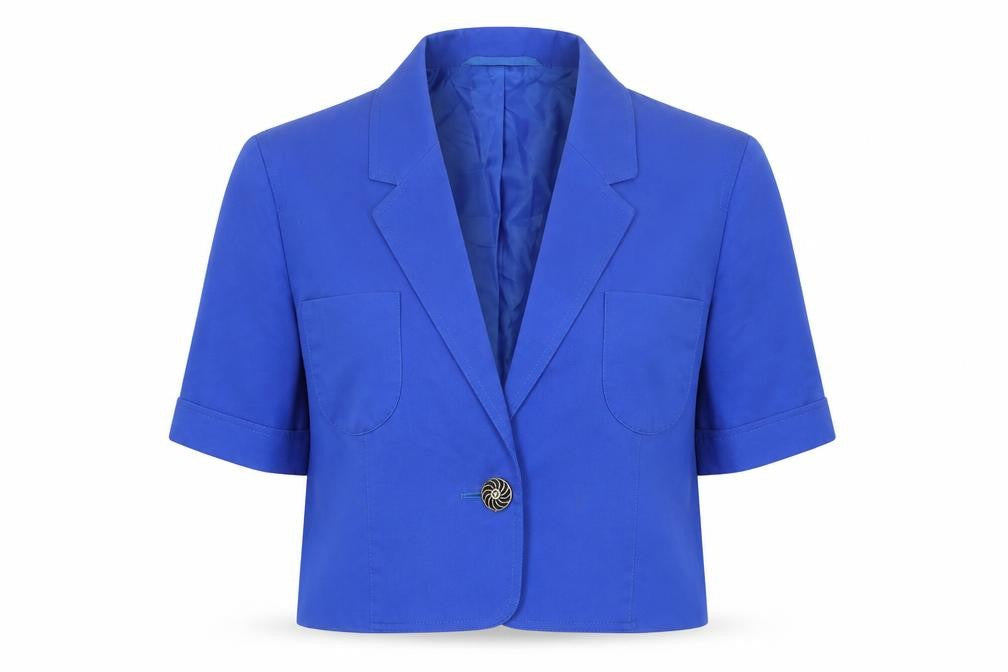 Planet Women Blue Size 10 Cropped Cotton Blazer Jacket