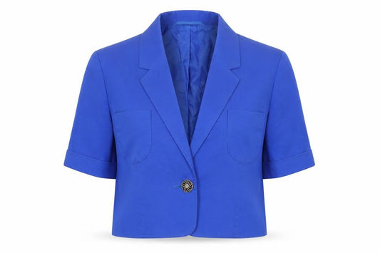 Planet Women Blue Size 10 Cropped Cotton Blazer Jacket