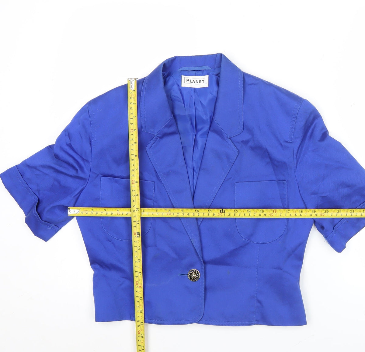 Planet Women Blue Size 10 Cropped Cotton Blazer Jacket
