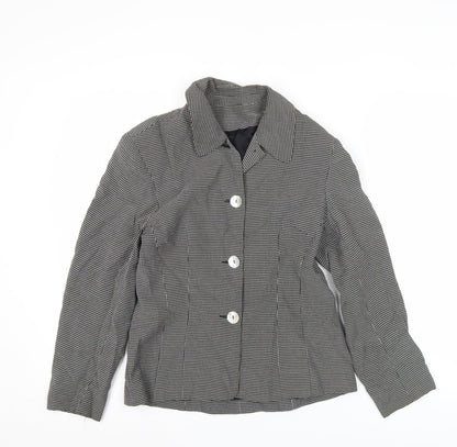 Richards Womens Black Petites Size 8 Checked Three-Button Suit Jacket