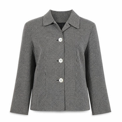 Richards Womens Black Petites Size 8 Checked Three-Button Suit Jacket
