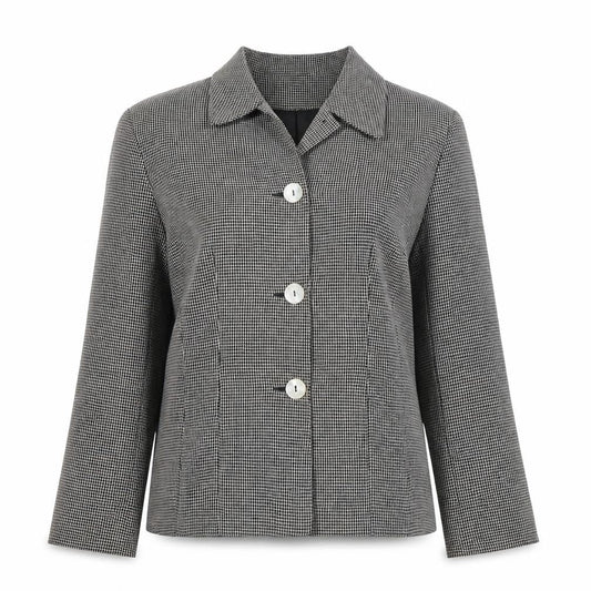 Richards Womens Black Petites Size 8 Checked Three-Button Suit Jacket