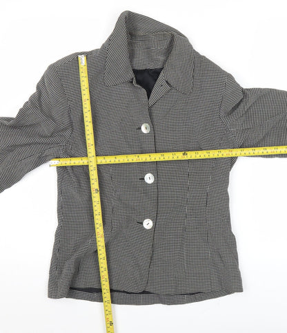 Richards Womens Black Petites Size 8 Checked Three-Button Suit Jacket