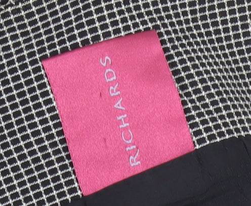 Richards Womens Black Petites Size 8 Checked Three-Button Suit Jacket