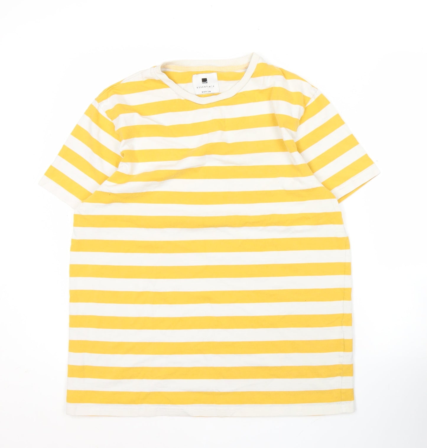 size? Essentials Men's Yellow White Striped T-Shirt Medium