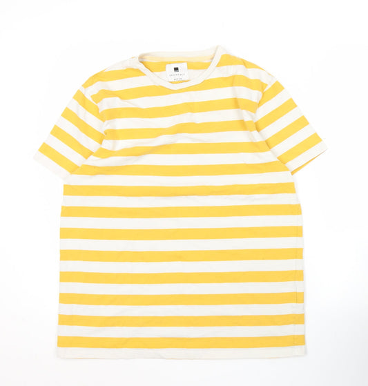 size? Essentials Men's Yellow White Striped T-Shirt Medium