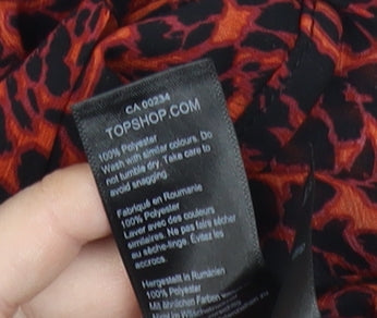 Topshop Women’s Red Animal Print Chiffon Wrap Blouse UK 8