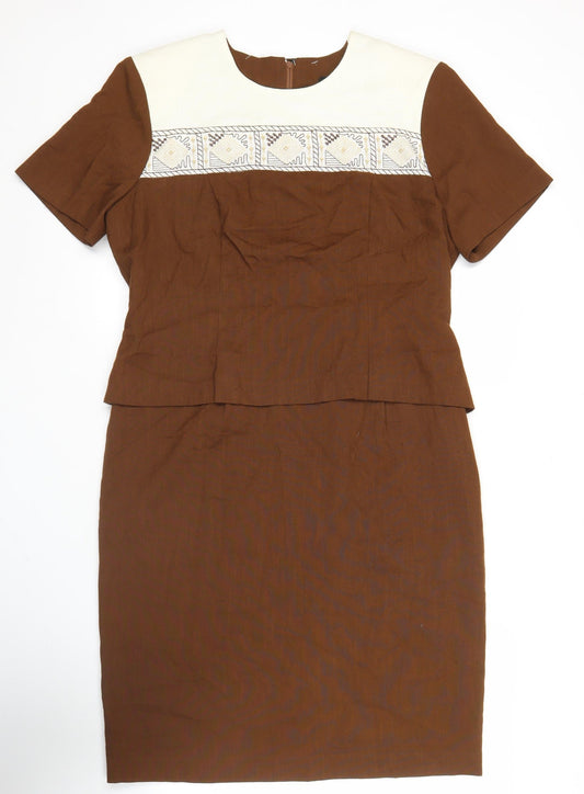 Melissa Collection Petites Brown Sheath Knee Length Dress Size 12