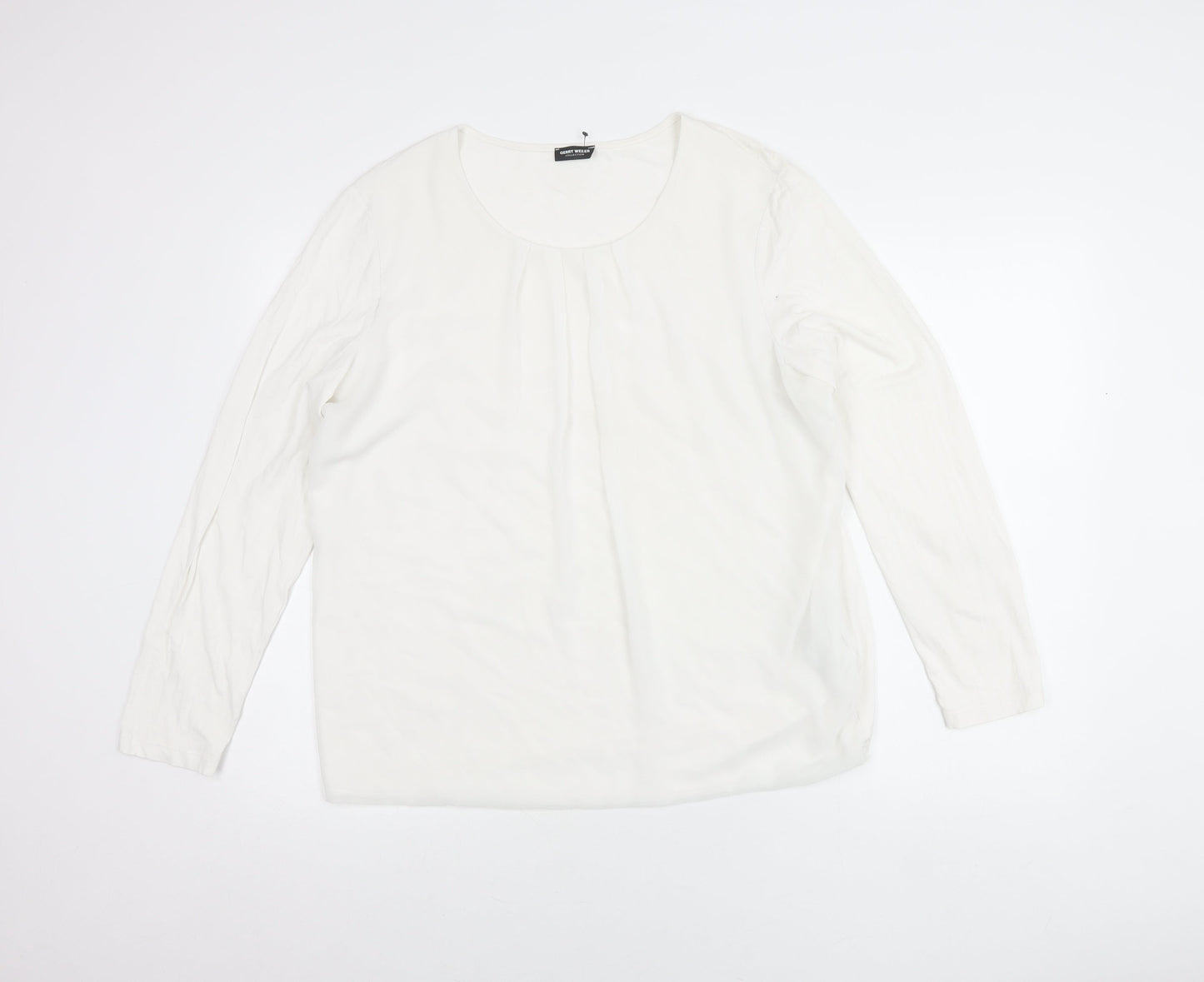 Gerry Weber Women’s White Blouse Size 16 Long Sleeve Scoop Neck