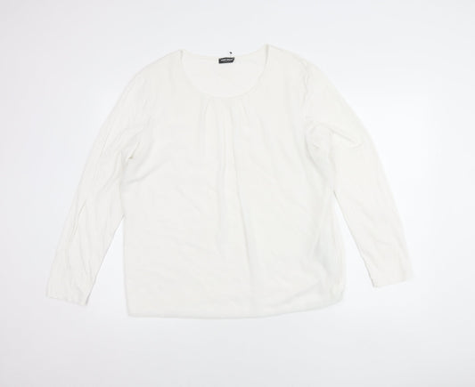 Gerry Weber Women’s White Blouse Size 16 Long Sleeve Scoop Neck