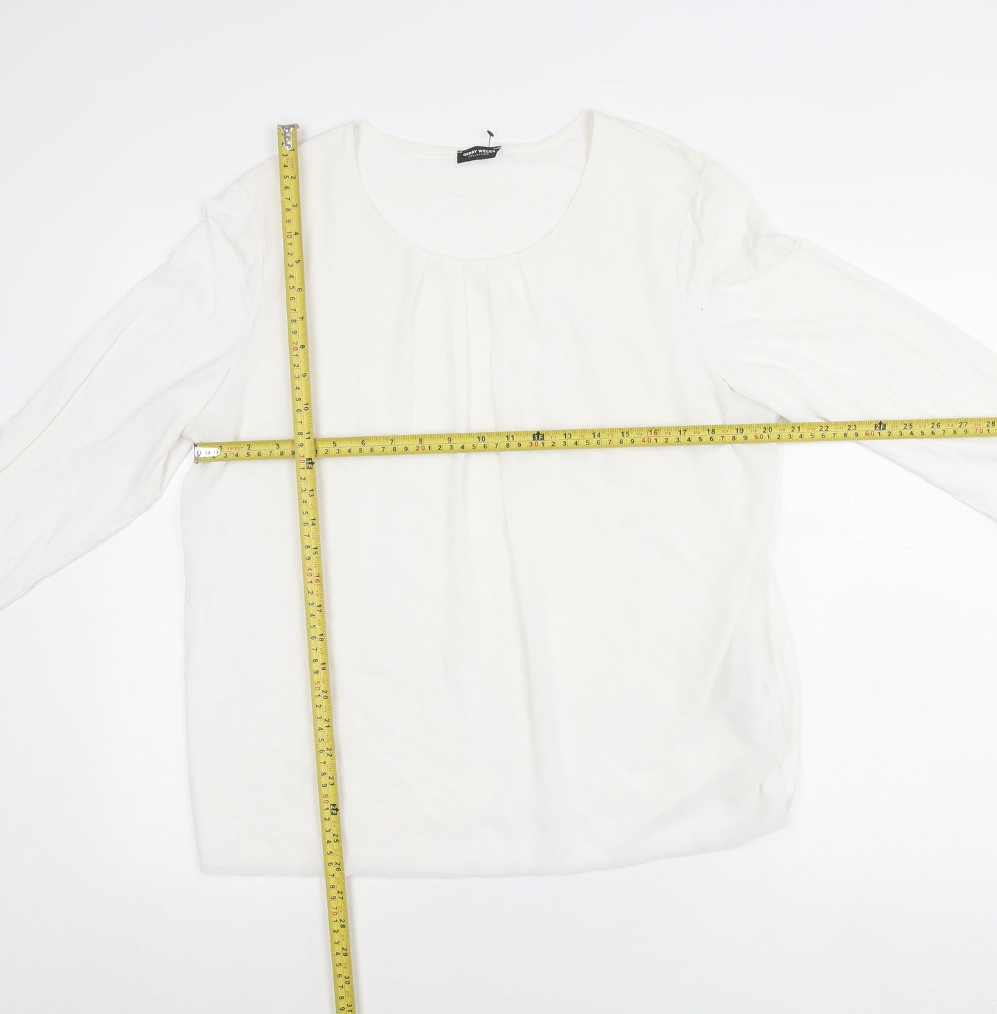 Gerry Weber Women’s White Blouse Size 16 Long Sleeve Scoop Neck