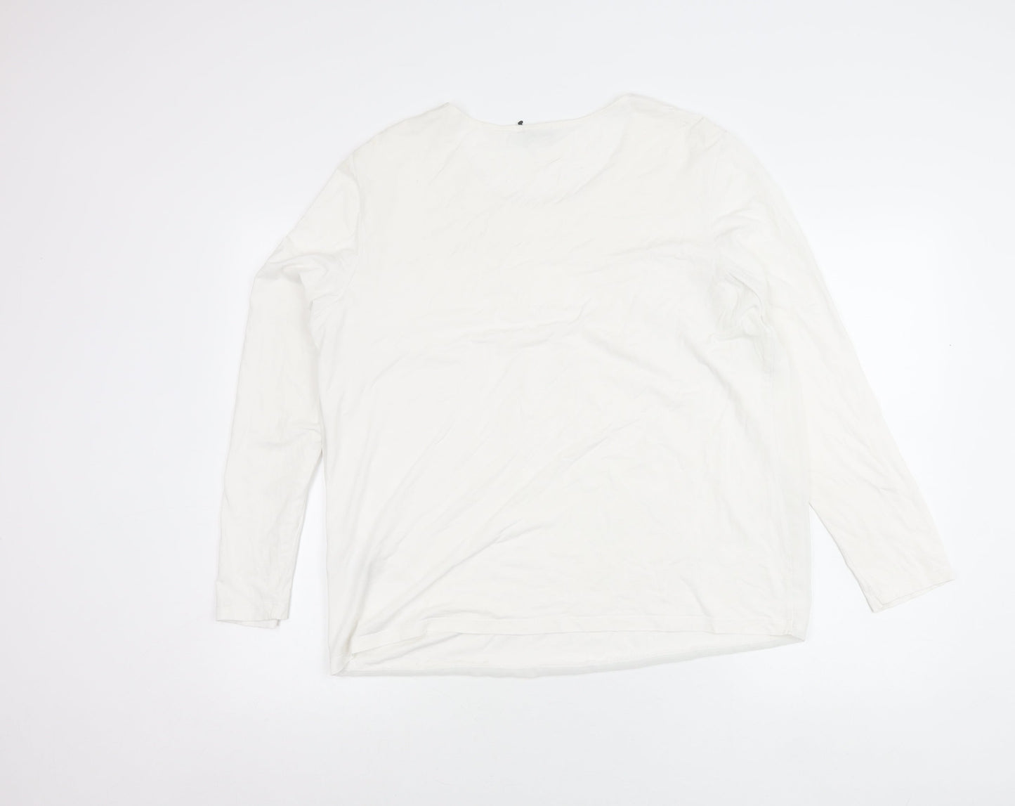 Gerry Weber Women’s White Blouse Size 16 Long Sleeve Scoop Neck