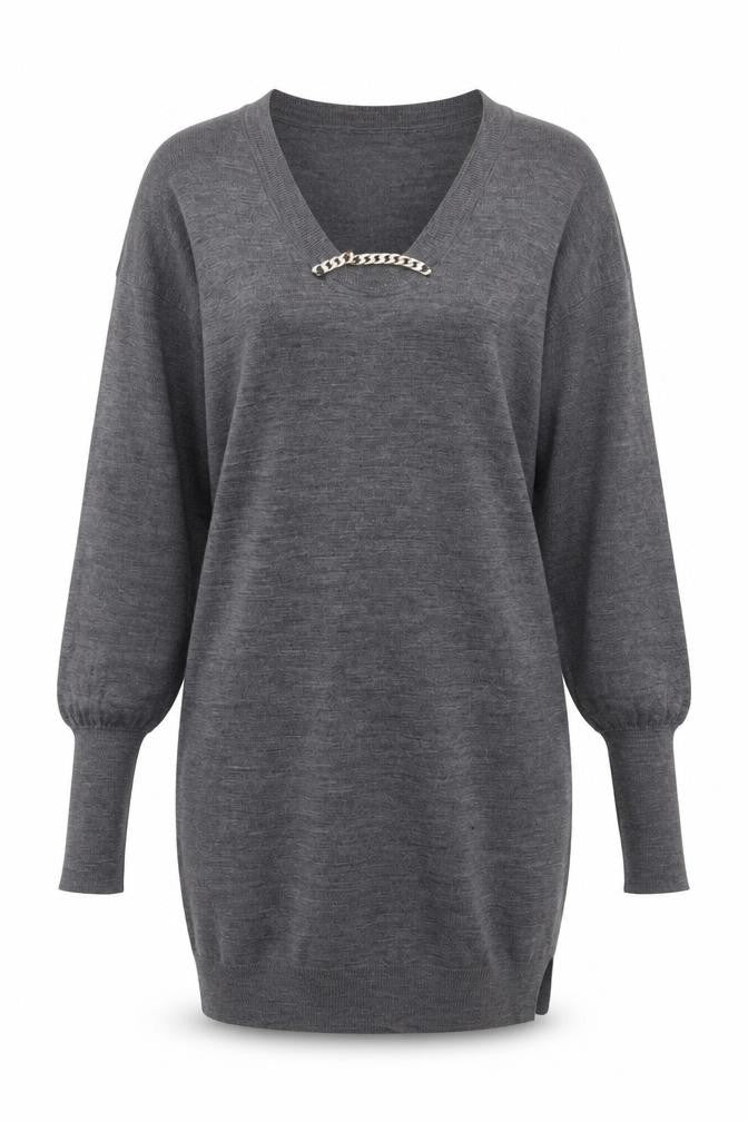 Jaeger Womens Grey Wool V-Neck Pullover Jumper Size S