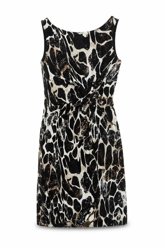 Lakeland Women’s Black Animal Print Sheath Dress Size 10 Sleeveless