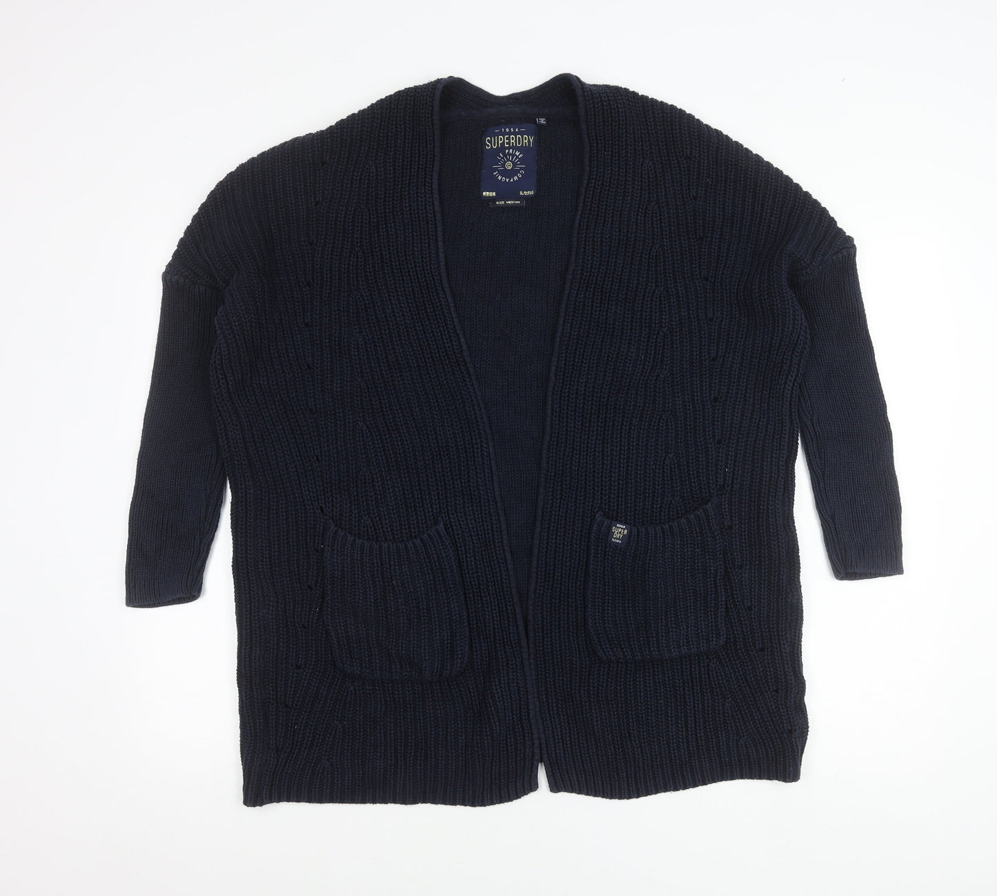 Superdry Women’s Blue Chunky Knit Cotton Cardigan Size M