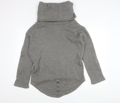 Additional front view of Only women’s grey cowl neck knit jumper, size S
