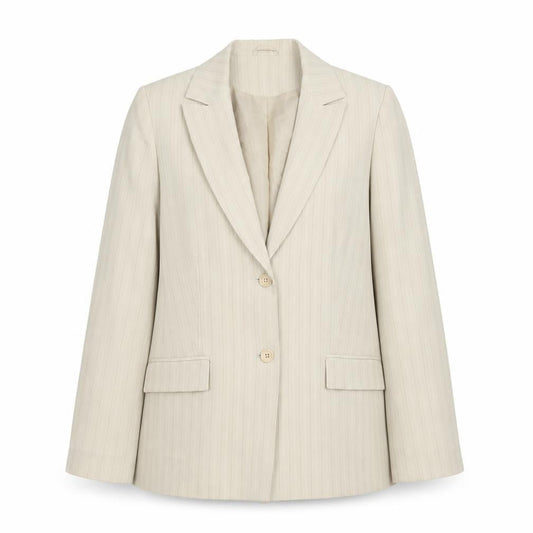 Dorothy Perkins Women’s Beige Pinstripe Blazer Size 14 Tailored Work Jacket