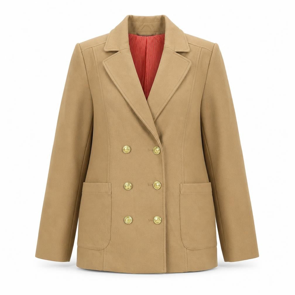 H&M Women’s Brown Double-Breasted Blazer Jacket UK 10
