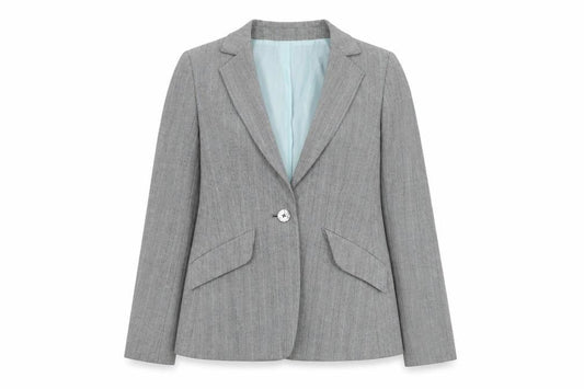 Marks & Spencer Women Grey Pinstripe Petite Suit Jacket Size 8P