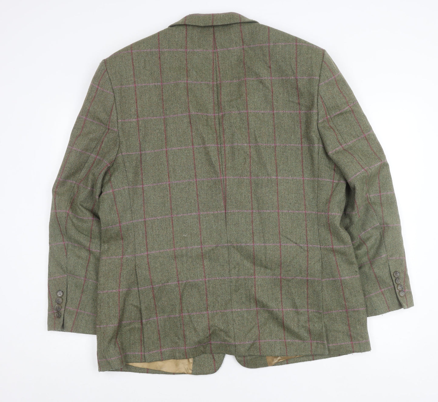 Alpendale Unisex Green Wool Checked Tweed Suit Jacket Size 44 Classic Country Style