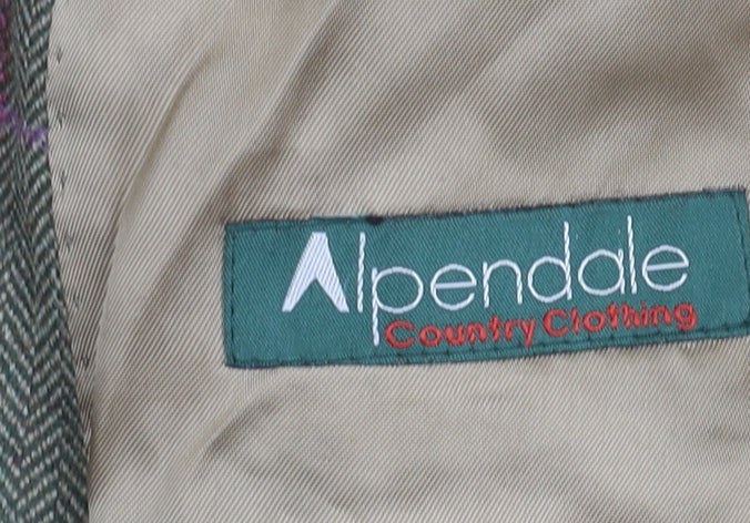 Alpendale Unisex Green Wool Checked Tweed Suit Jacket Size 44 Classic Country Style
