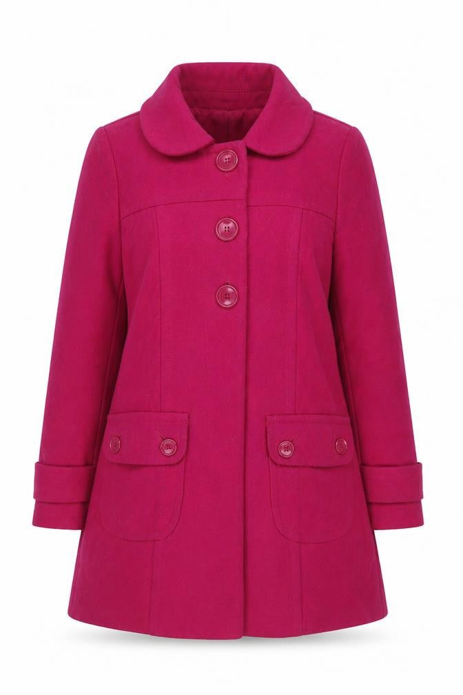 Warehouse Women’s Pink Wool Blend Mid-Length Coat Size 10