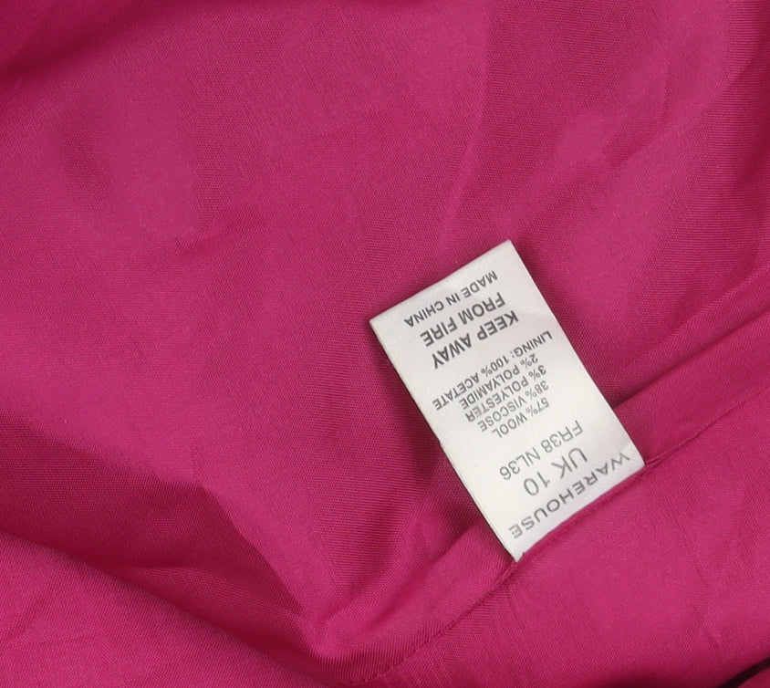 Warehouse Women’s Pink Wool Blend Mid-Length Coat Size 10