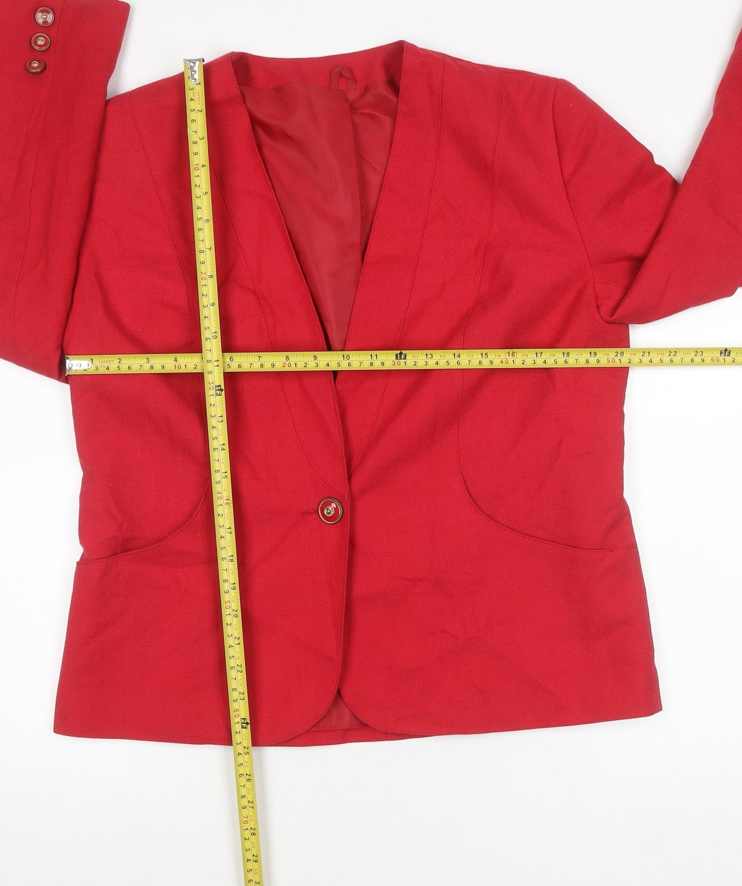 Debenhams Women Red Blazer Size 16 Tailored Single-Breasted Jacket