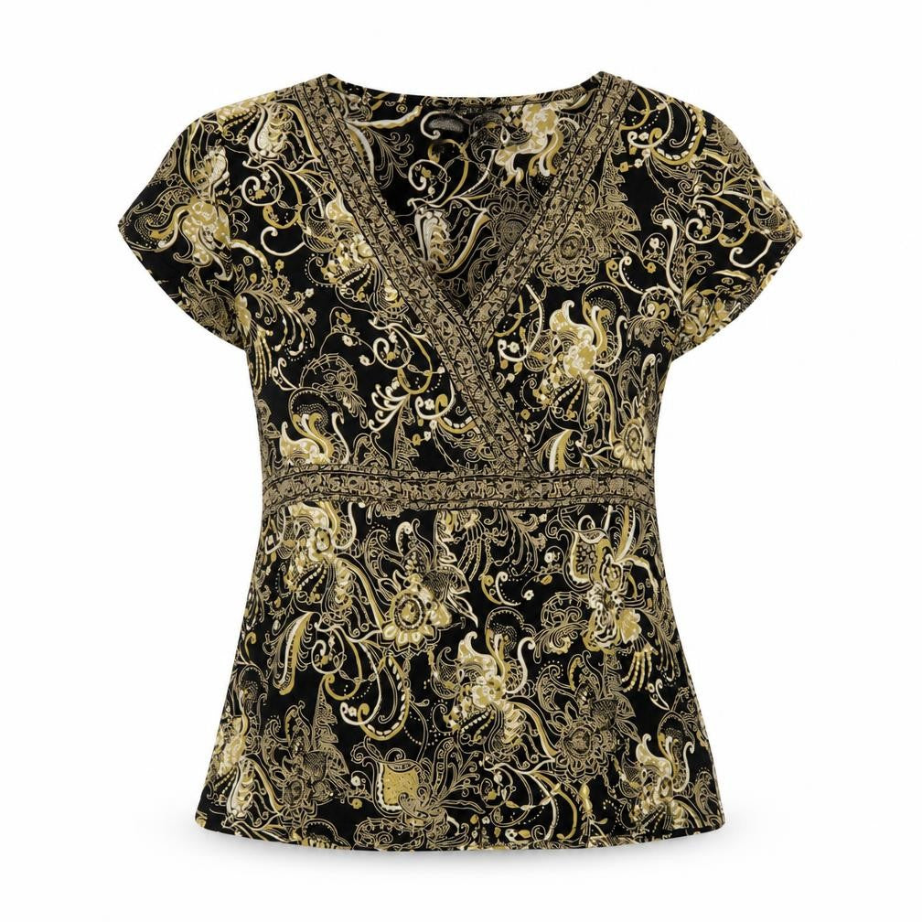 New Look Women’s Black Paisley Viscose Wrap Blouse UK 10