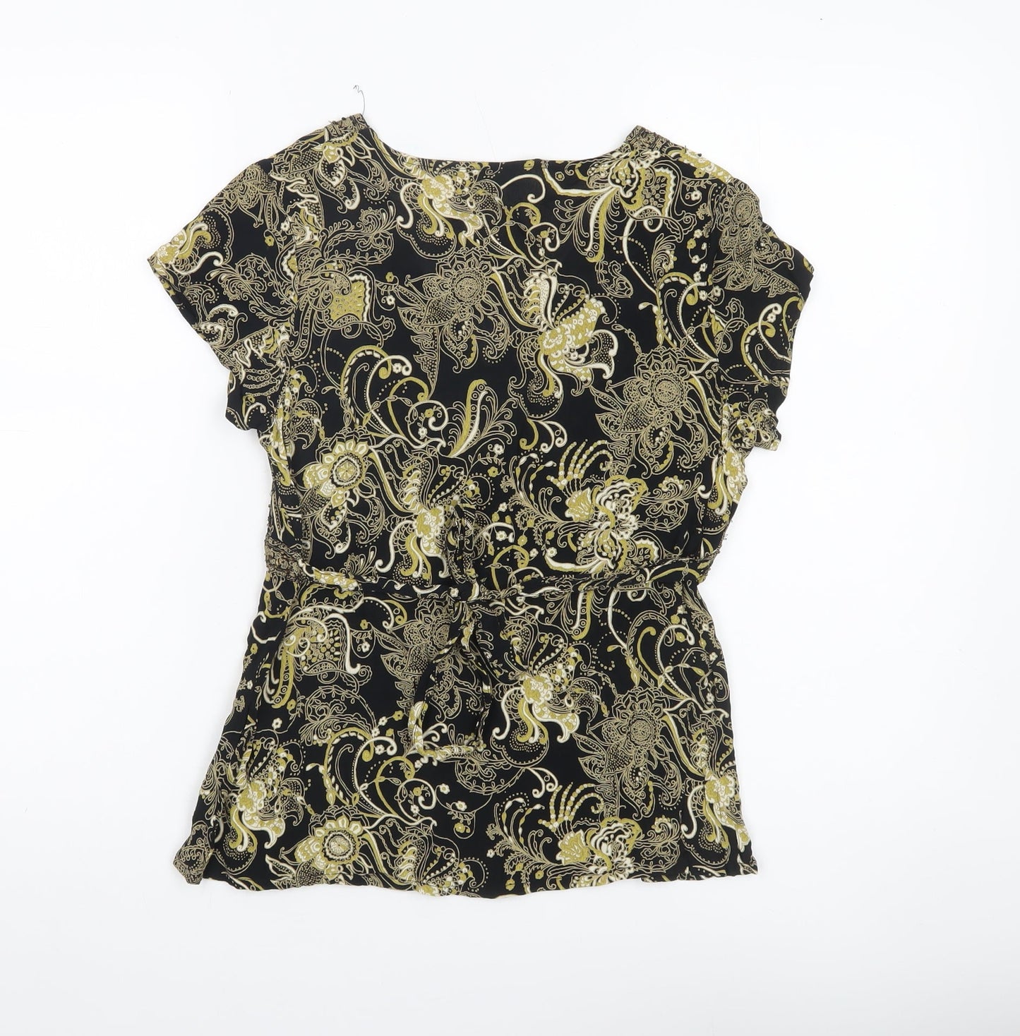 New Look Women’s Black Paisley Viscose Wrap Blouse UK 10
