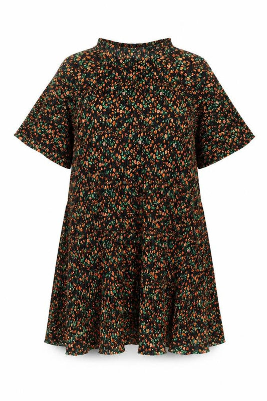 ASOS DESIGN Women Black Floral Shift Dress Size 12 Short Sleeve