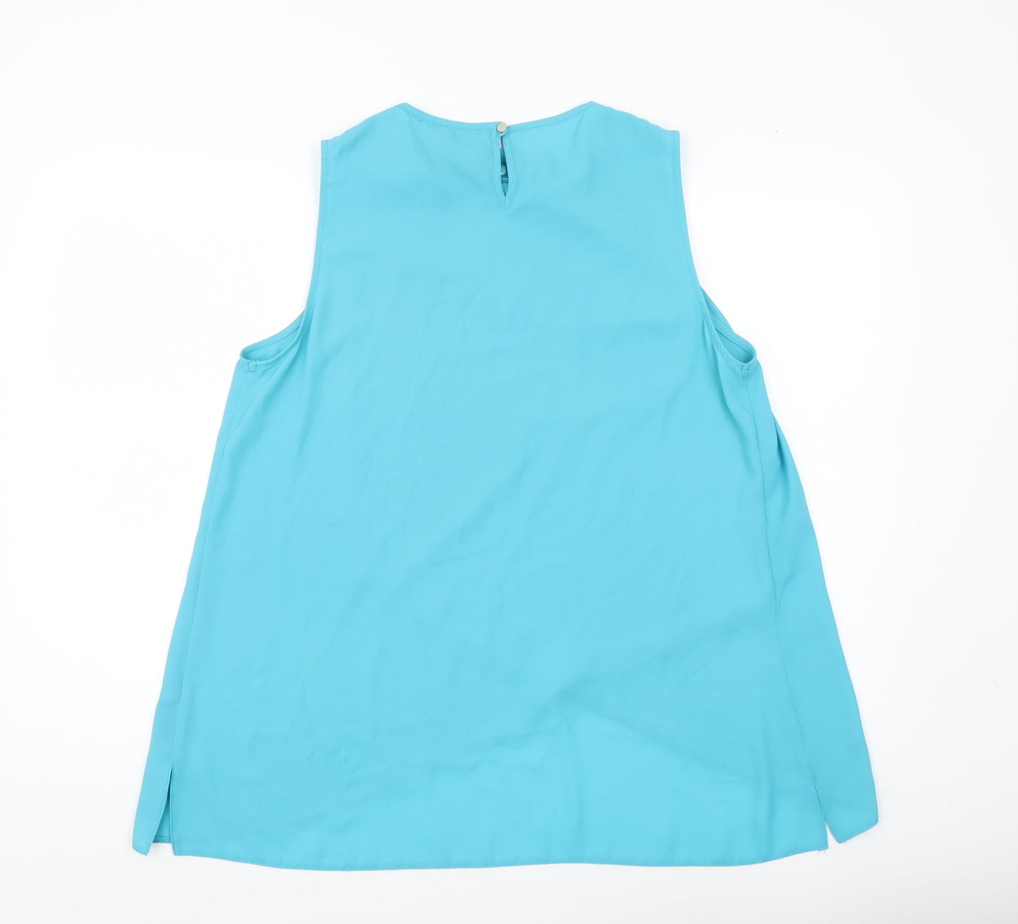 M&Co Women’s Blue Beaded Neckline Sleeveless Tunic Blouse Size 16