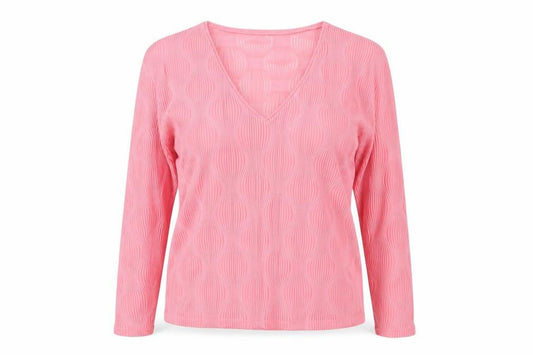 Zara Women’s Pink V-Neck Long Sleeve Blouse Size M Polyester Blend